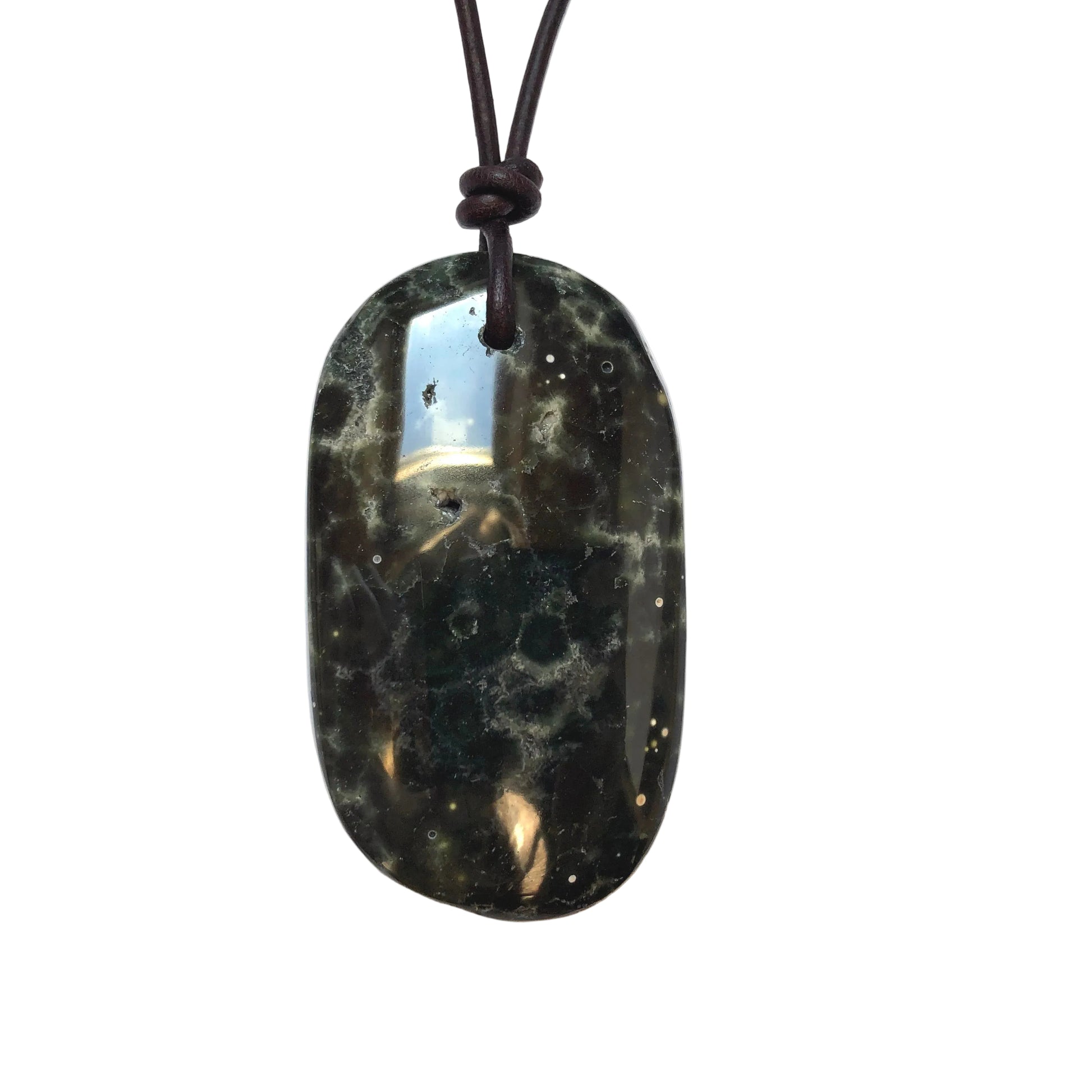 Ozean Jaspis Edelstein Kette mit Lederband