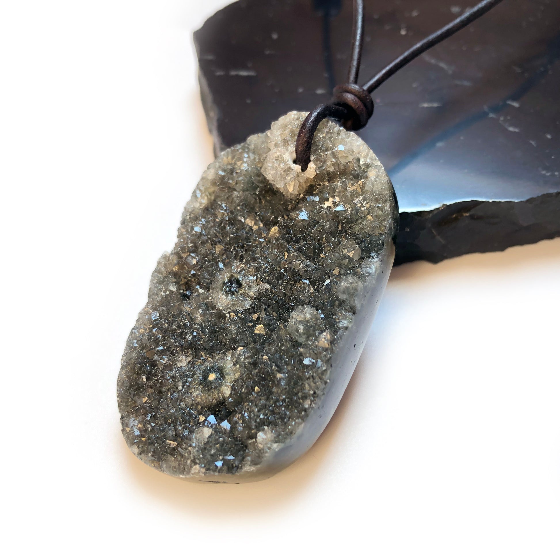 Ozean Jaspis Edelstein Kette mit Lederband