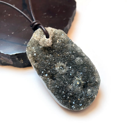 Ozean Jaspis Edelstein Kette mit Lederband
