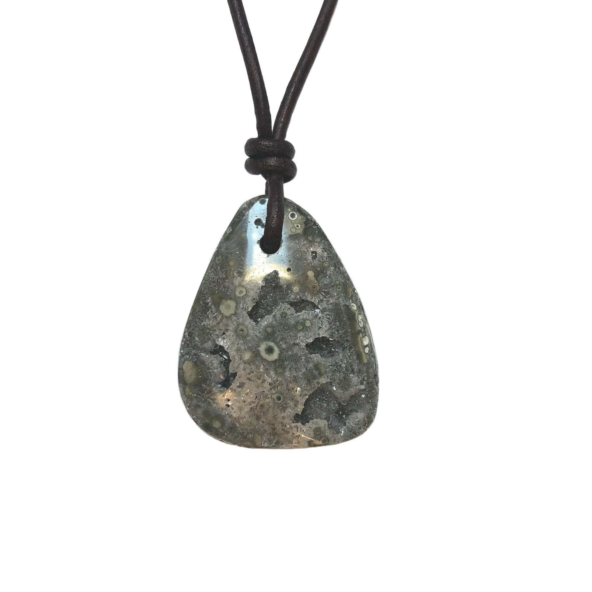 Ozean Jaspis Edelstein Kette mit Lederband