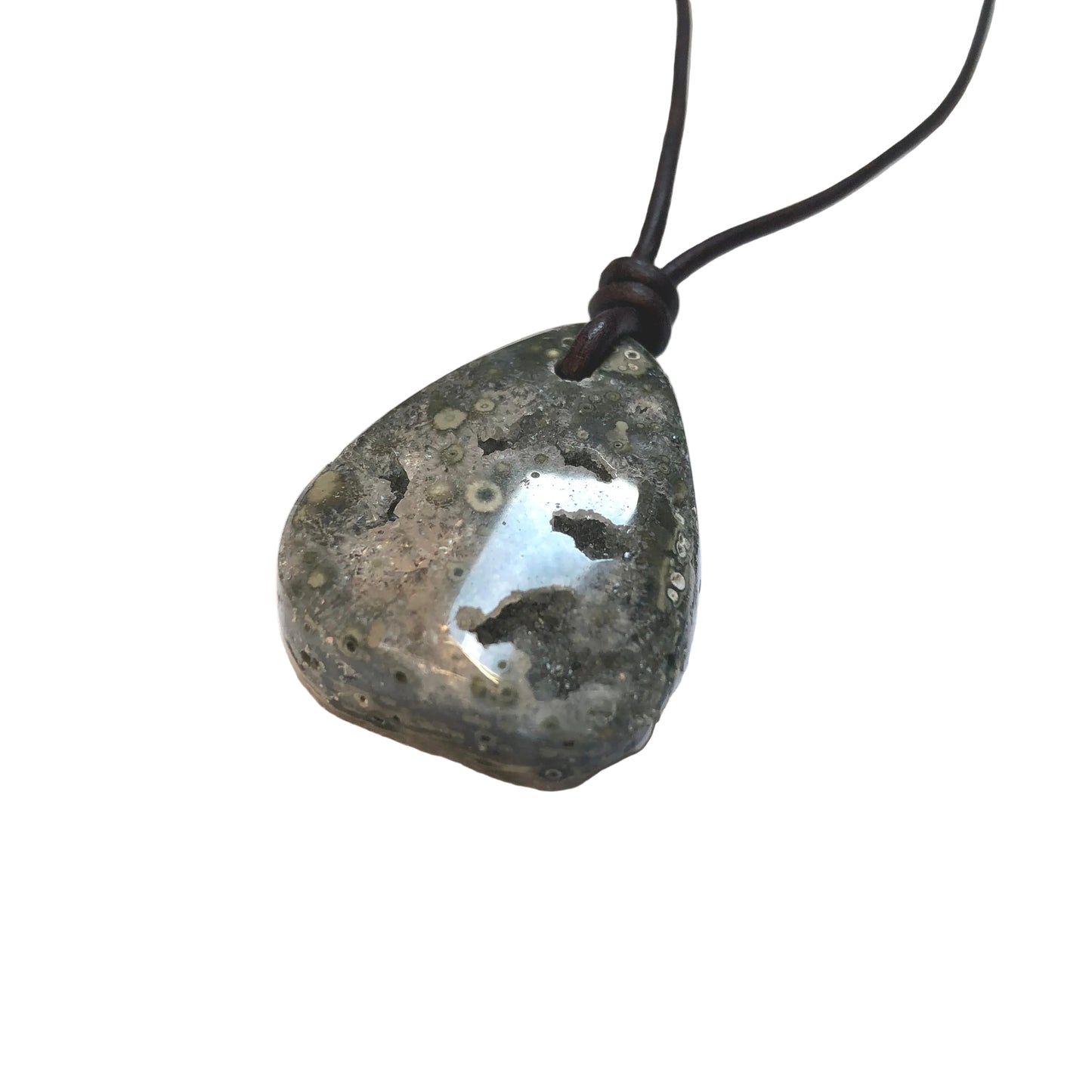 Ozean Jaspis Edelstein Kette mit Lederband