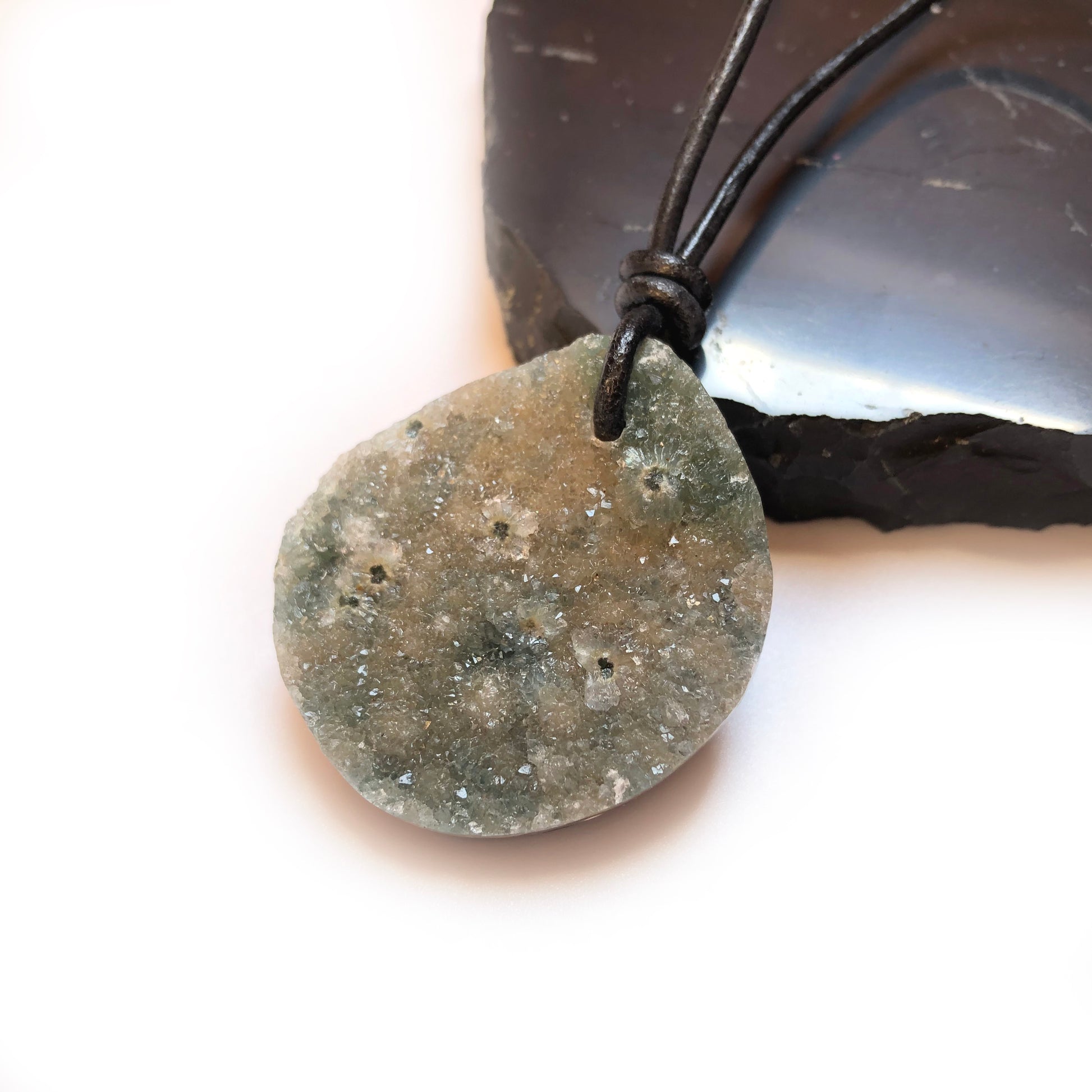 Ozean Jaspis Edelstein Kette mit Lederband
