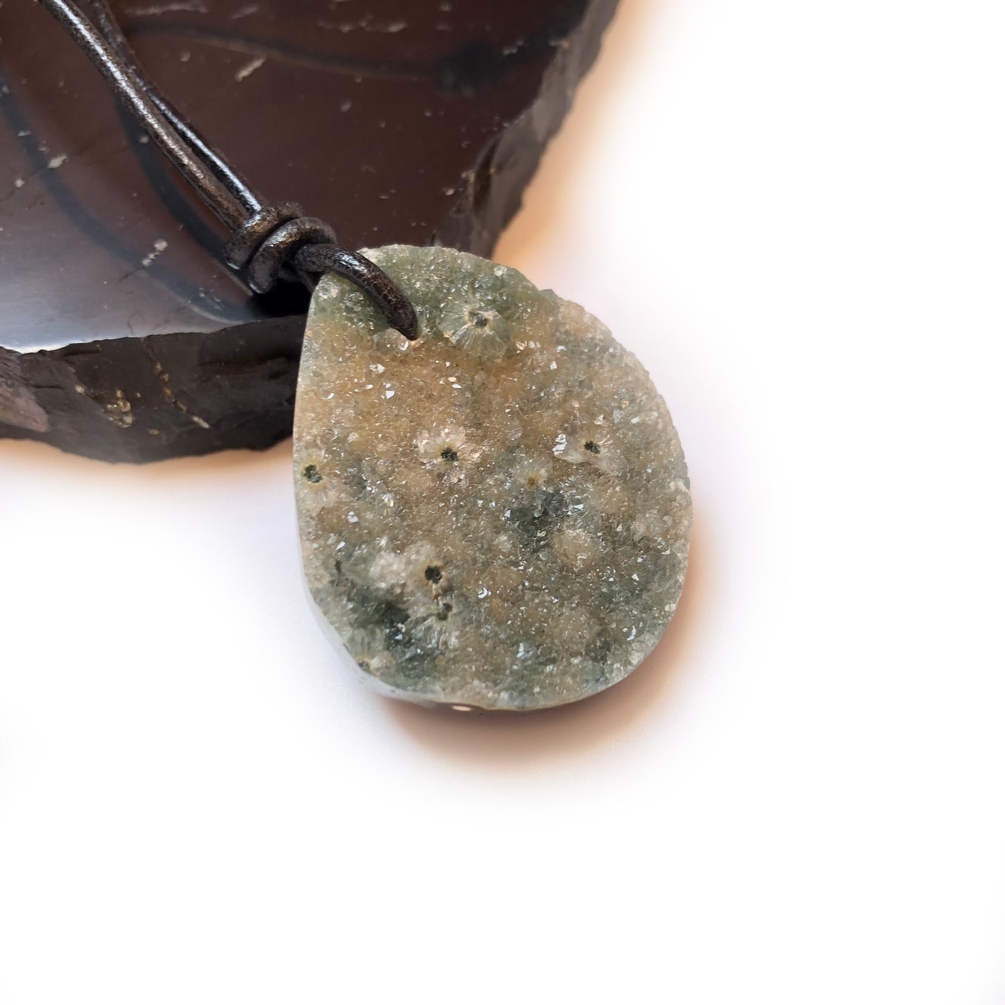 Ozean Jaspis Edelstein Kette mit Lederband