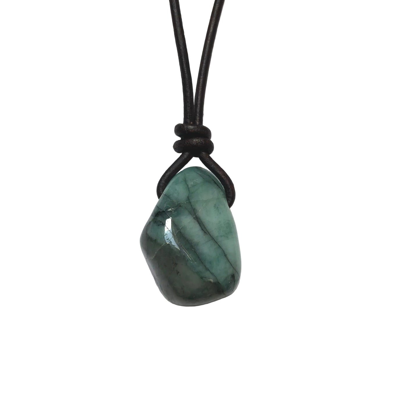 Smaragd Edelstein Kette mit Lederband