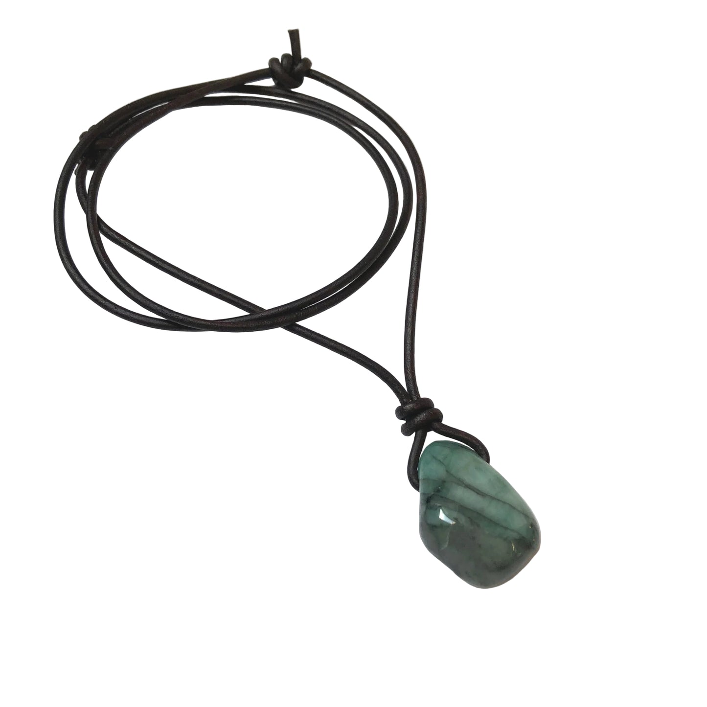 Smaragd Edelstein Kette mit Lederband