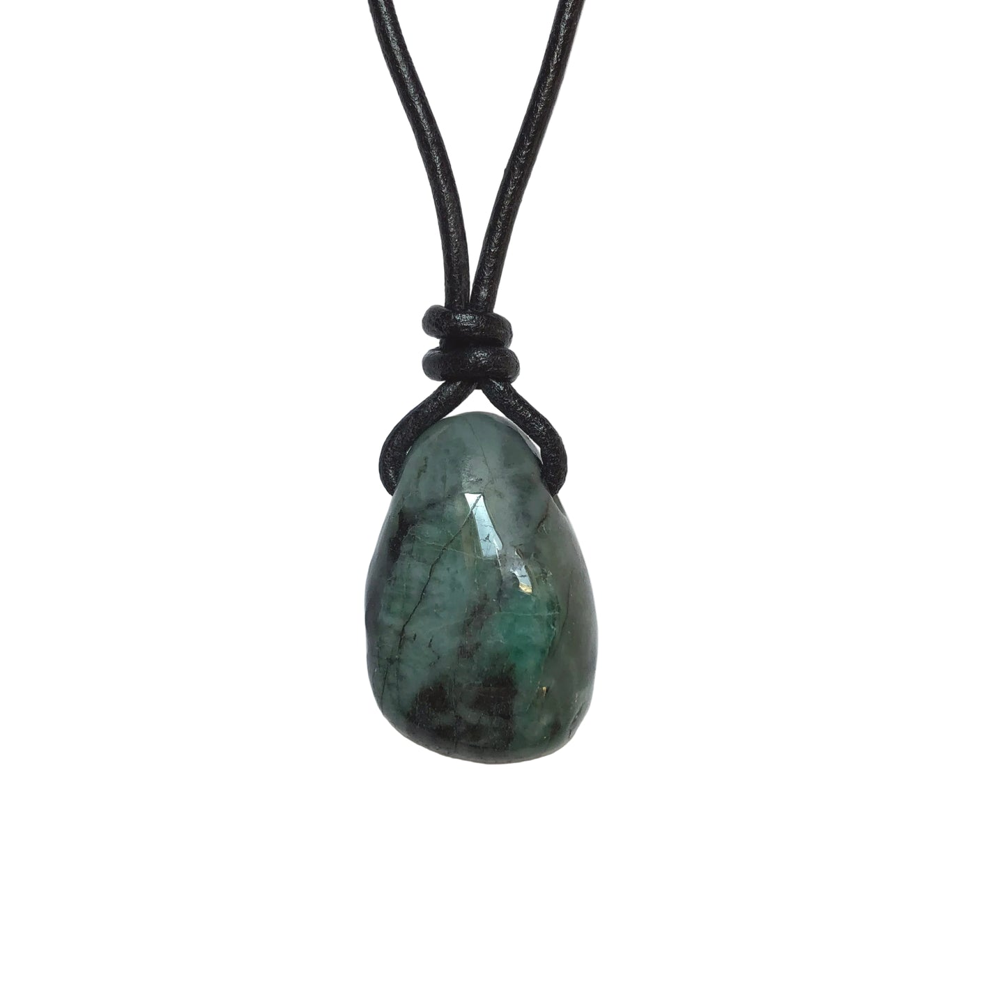 Smaragd Edelstein Kette mit Lederband