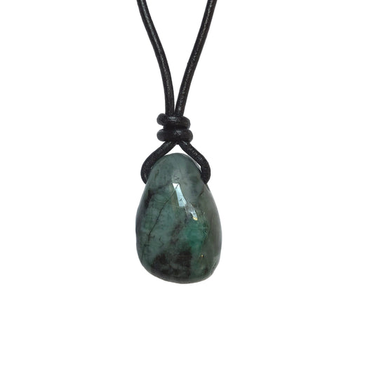 Smaragd Edelstein Kette mit Lederband