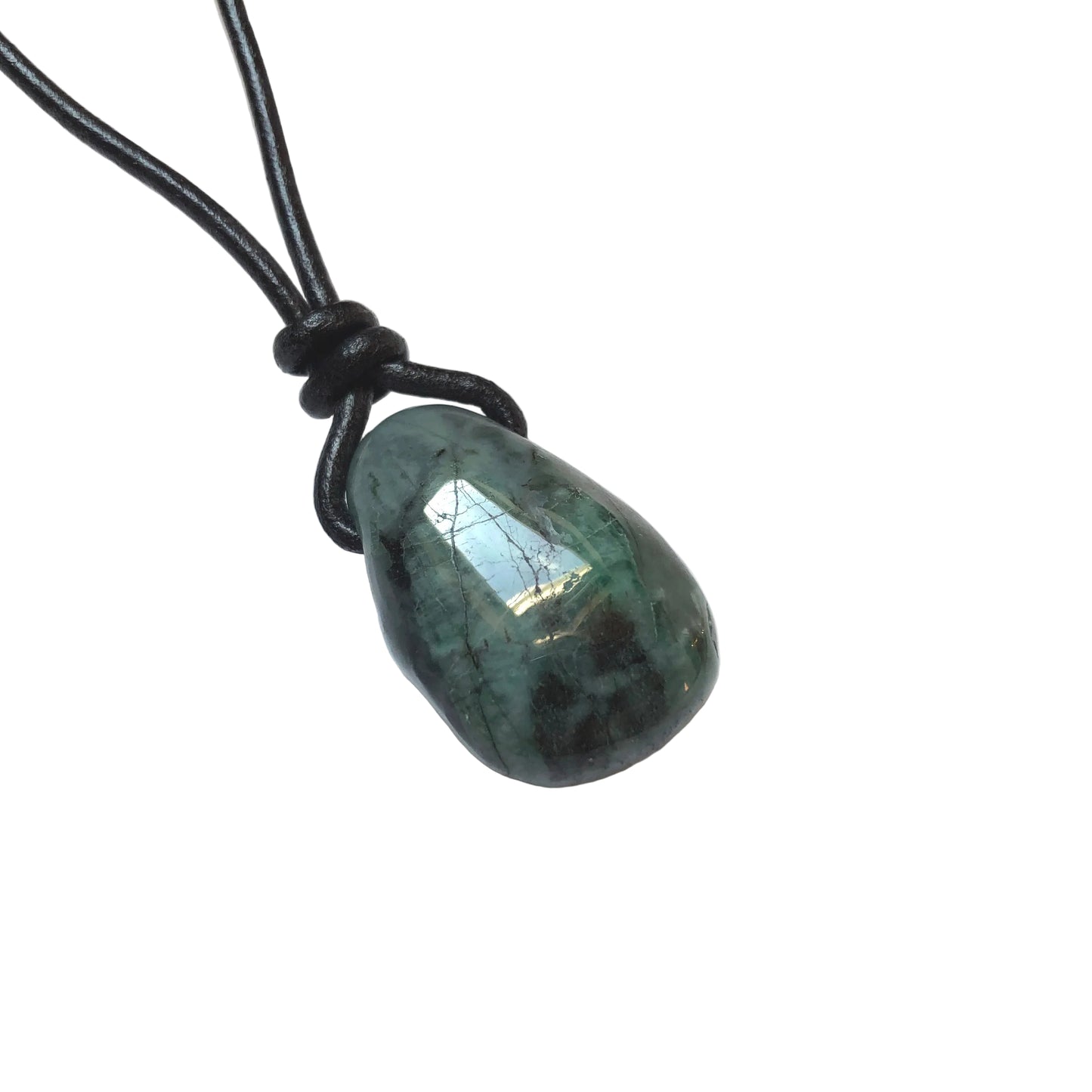 Smaragd Edelstein Kette mit Lederband