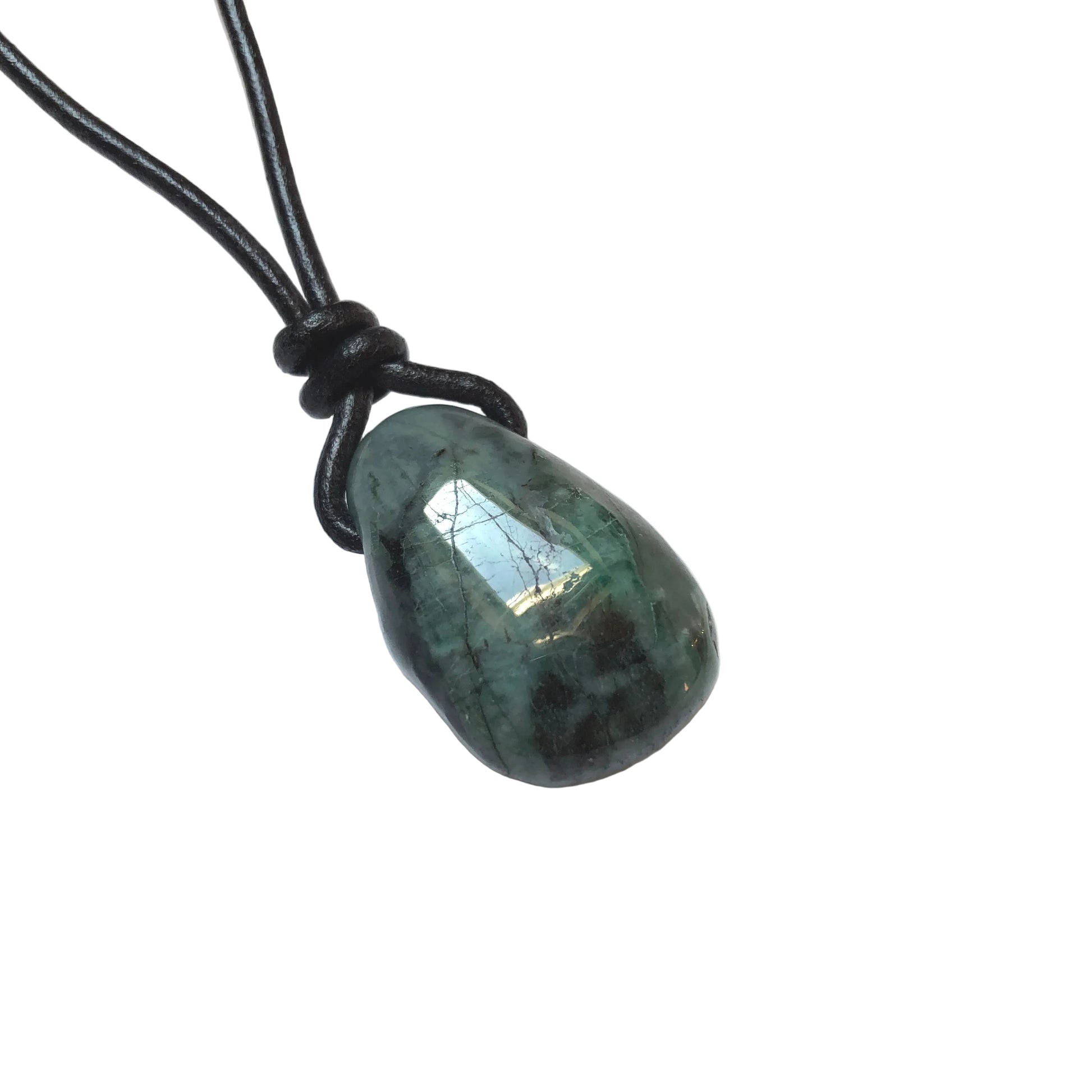 Smaragd Edelstein Kette mit Lederband