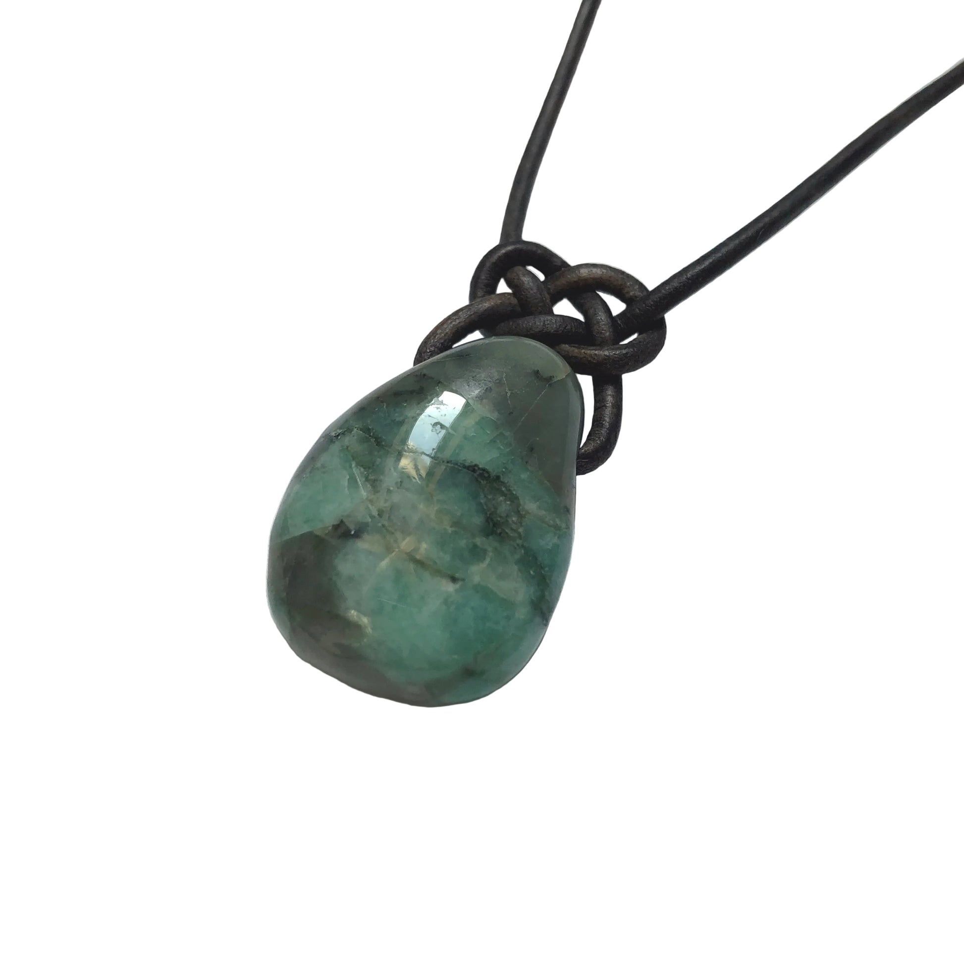 Smaragd Edelstein Kette mit Lederband