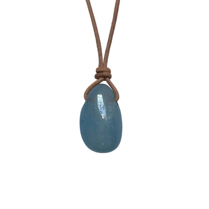 Aquamarin Edelstein Kette mit Lederband