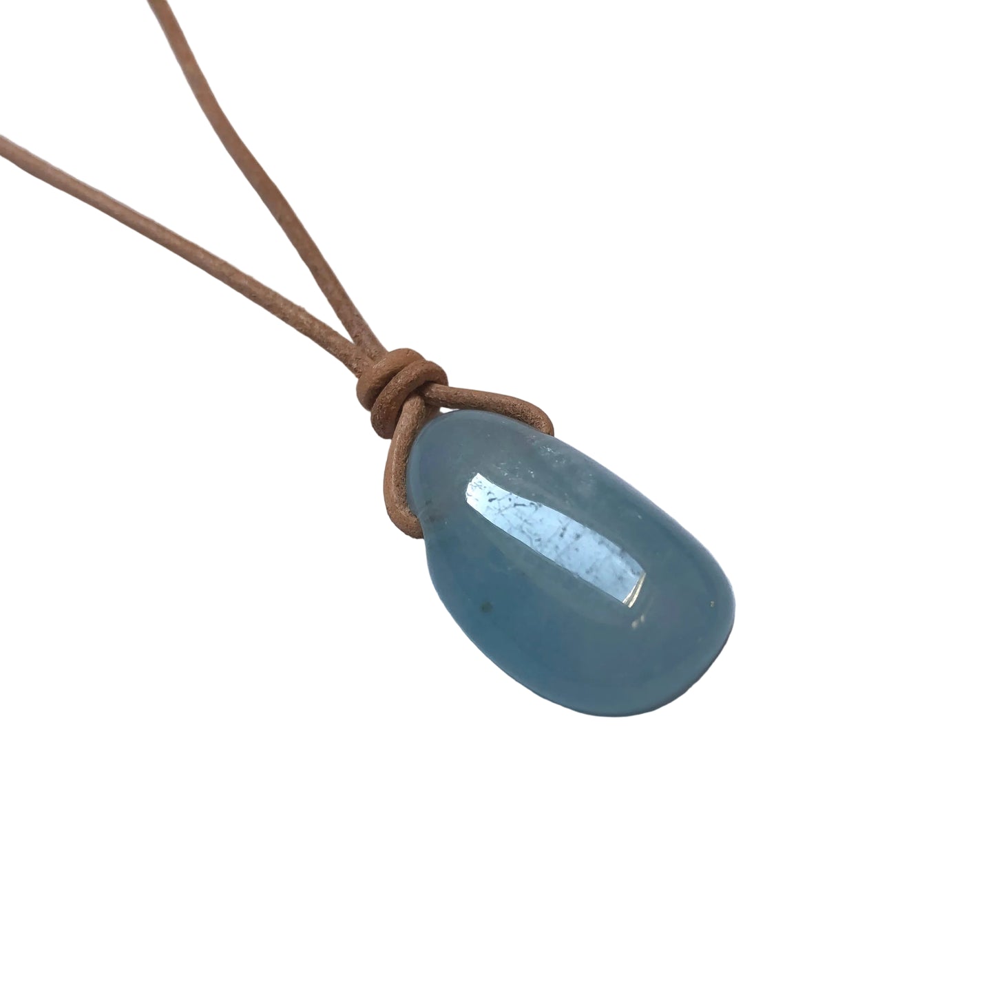 Aquamarin Edelstein Kette mit Lederband