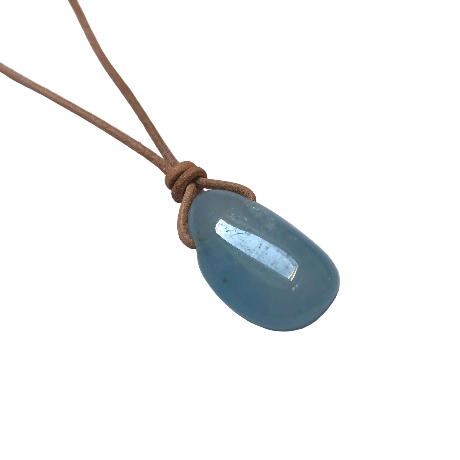 Aquamarin Edelstein Kette mit Lederband