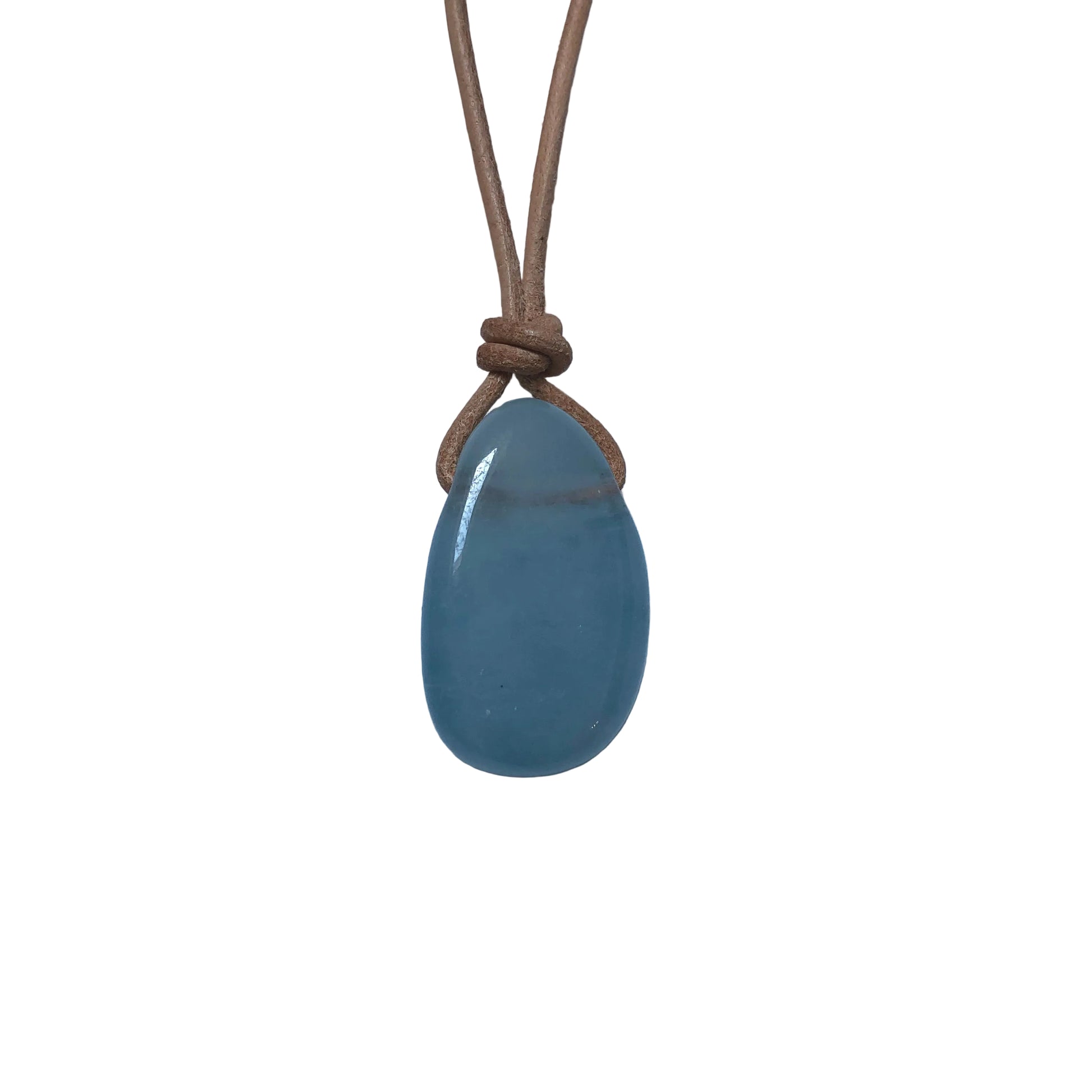 Aquamarin Edelstein Kette mit Lederband