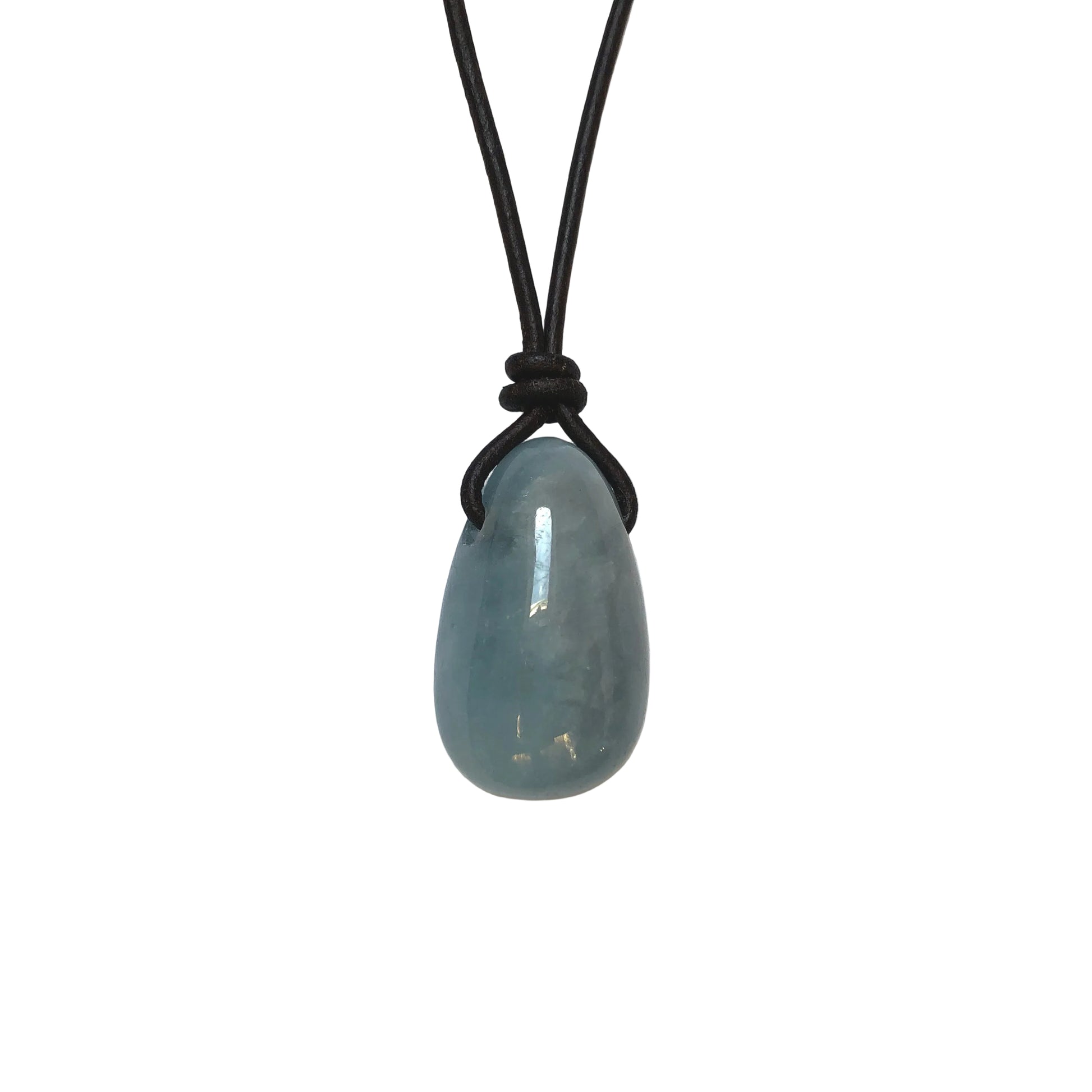 Aquamarin Edelstein Kette mit Lederband