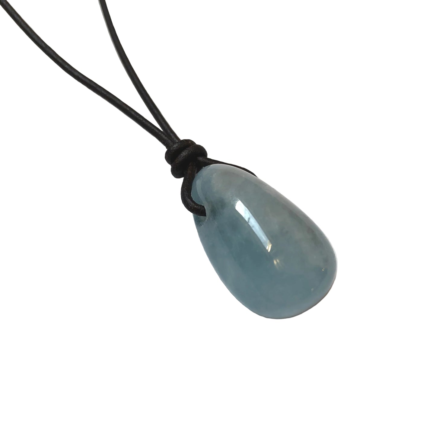 Aquamarin Edelstein Kette mit Lederband