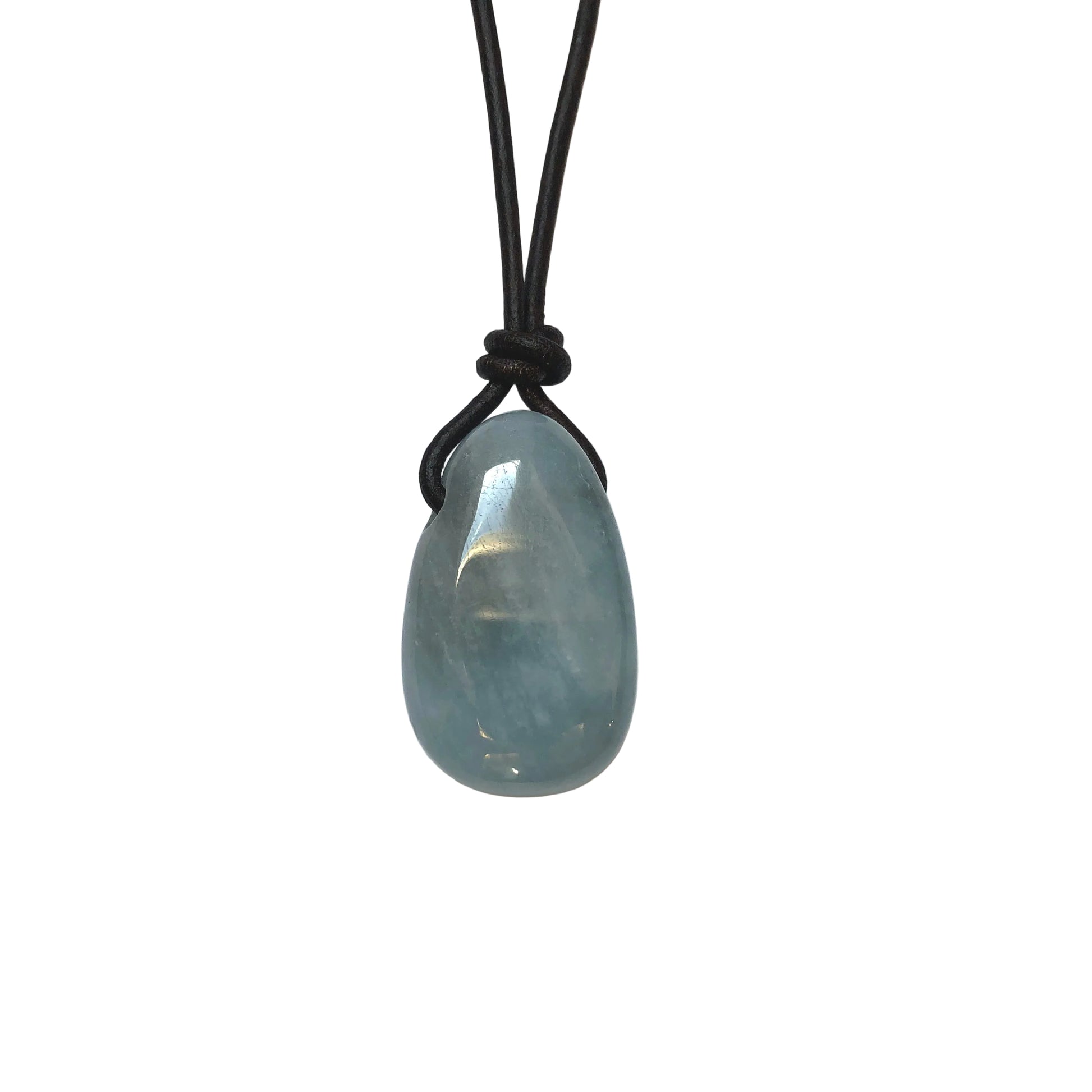 Aquamarin Edelstein Kette mit Lederband