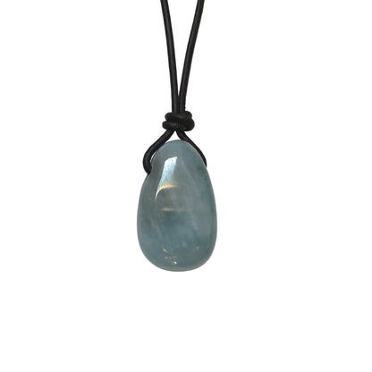 Aquamarin Edelstein Kette mit Lederband