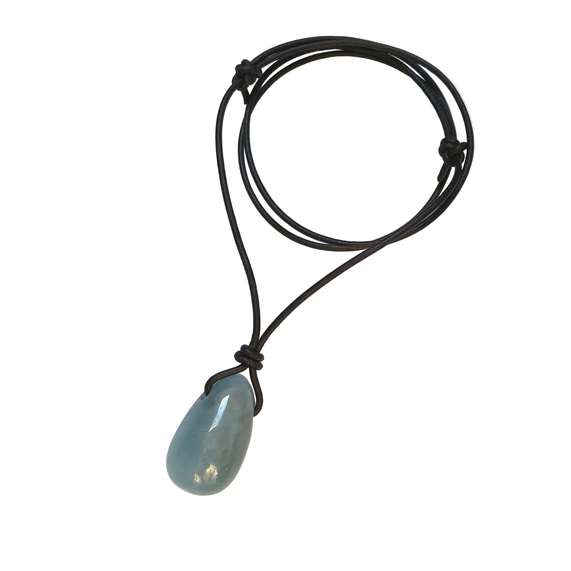 Aquamarin Edelstein Kette mit Lederband