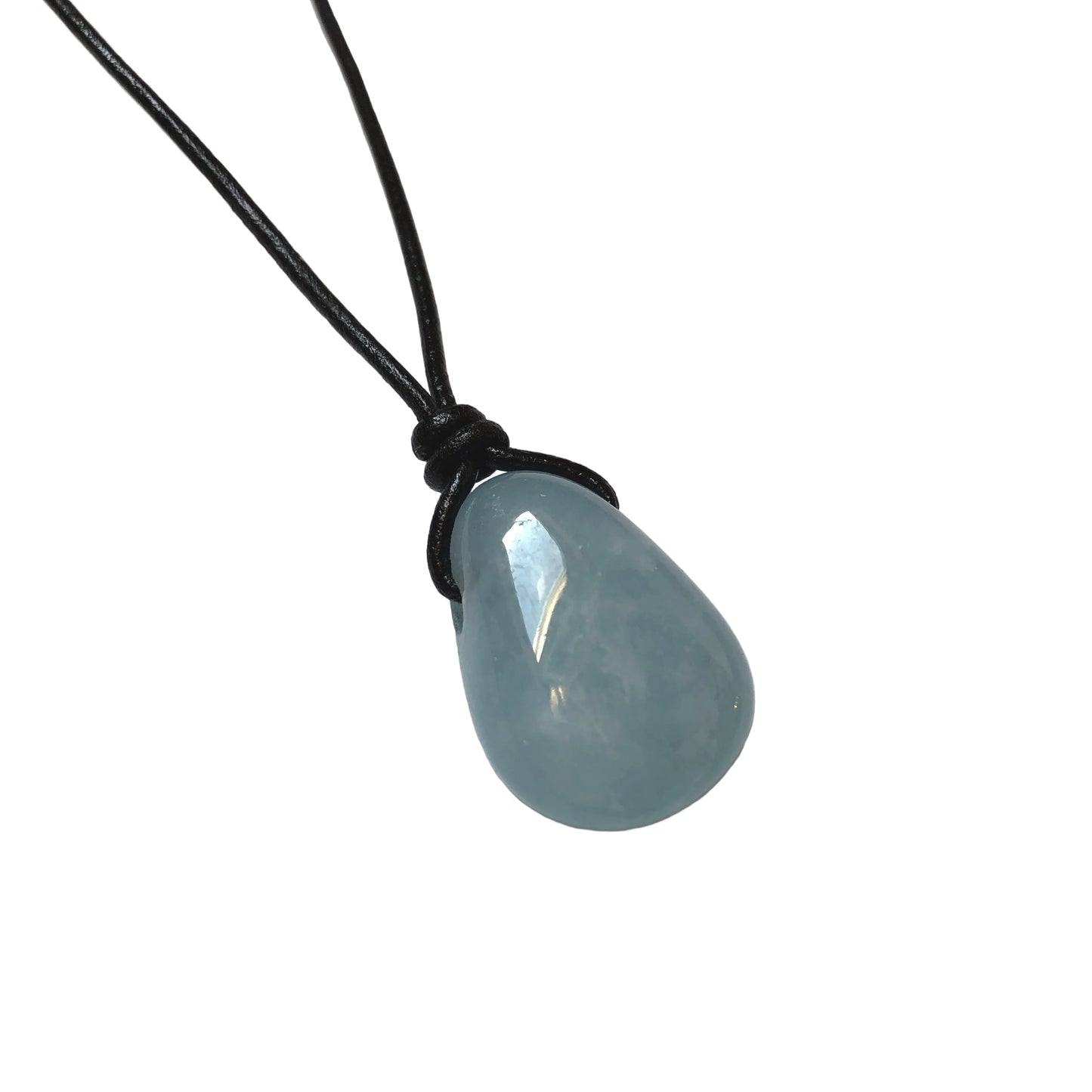 Aquamarin Edelstein Kette mit Lederband