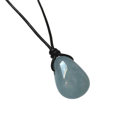 Aquamarin Edelstein Kette mit Lederband