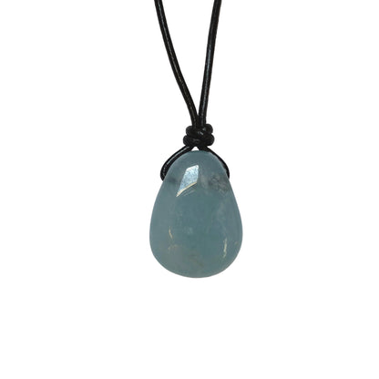 Aquamarin Edelstein Kette mit Lederband