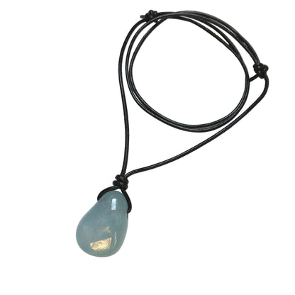 Aquamarin Edelstein Kette mit Lederband