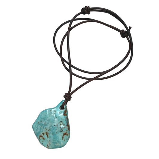 Türkis Edelstein Kette mit Lederband