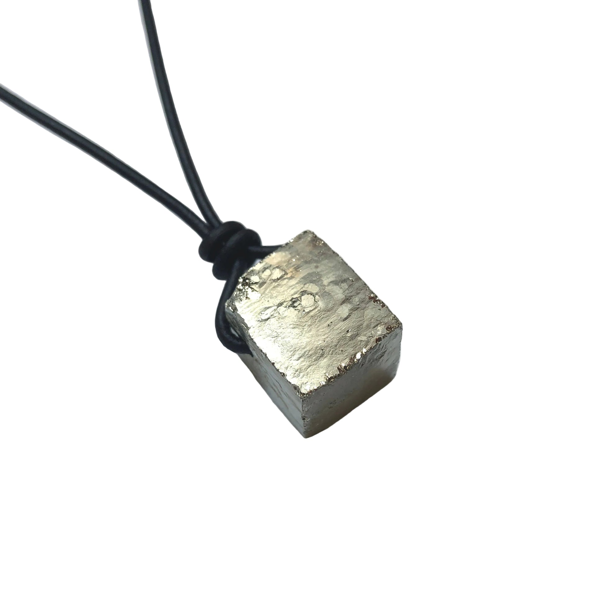 Pyrit Würfel Edelstein Kette mit Lederband