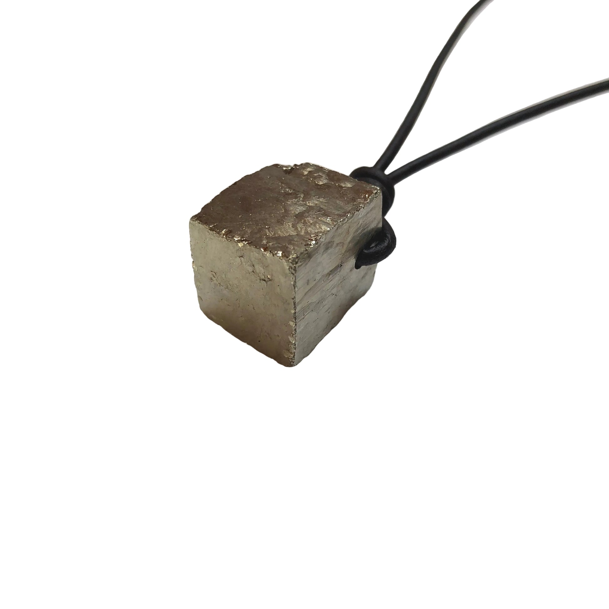 Pyrit Würfel Edelstein Kette mit Lederband