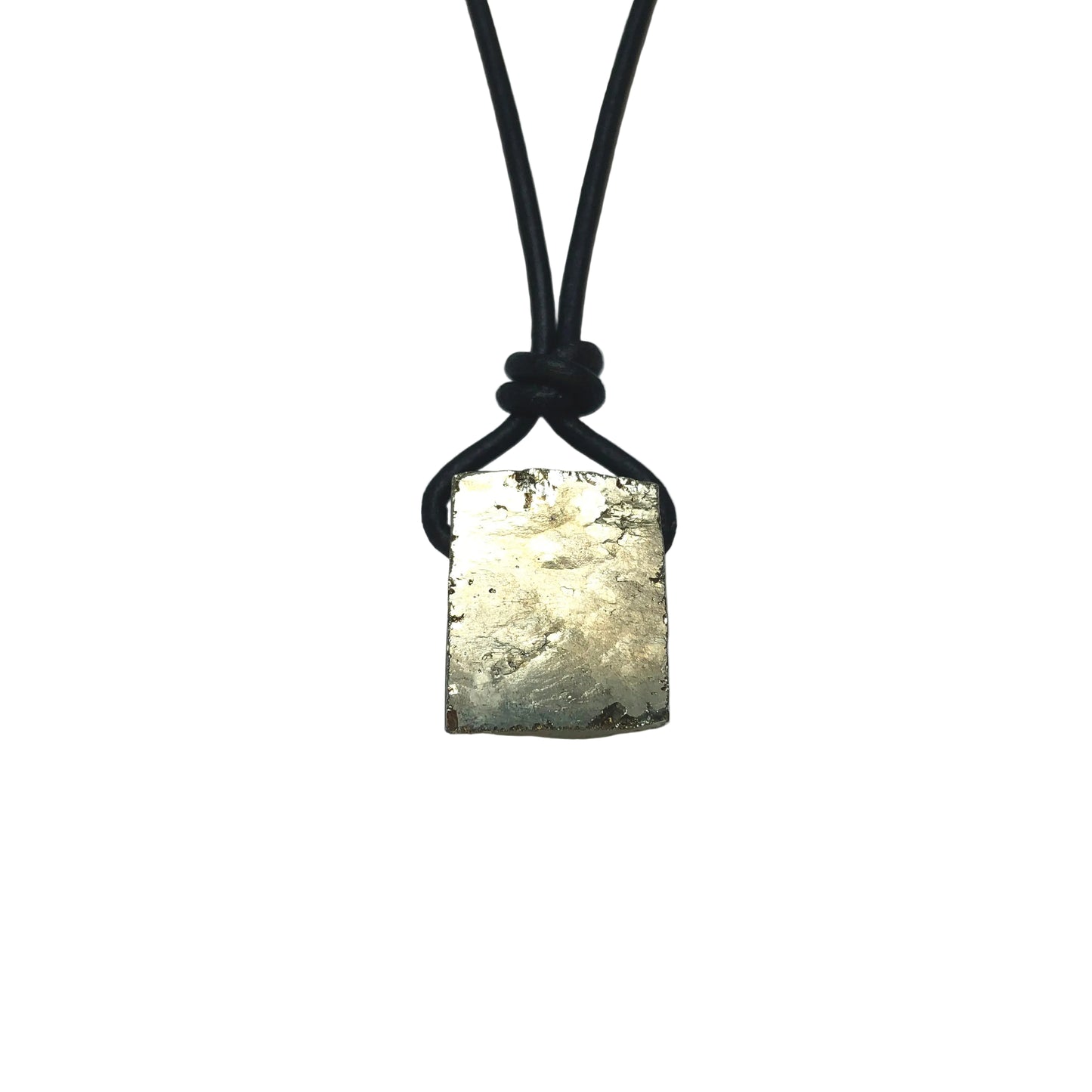Pyrit Würfel Edelstein Kette mit Lederband