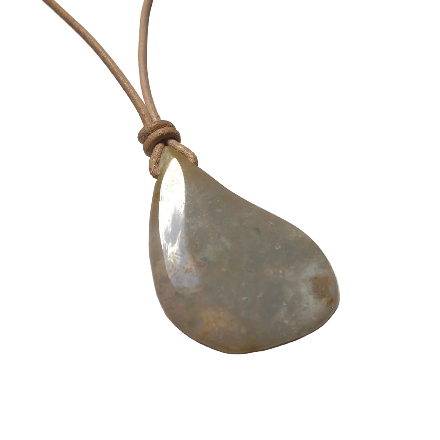 Versteinerte Koralle Edelstein Kette mit Lederband