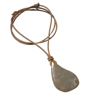 Versteinerte Koralle Edelstein Kette mit Lederband