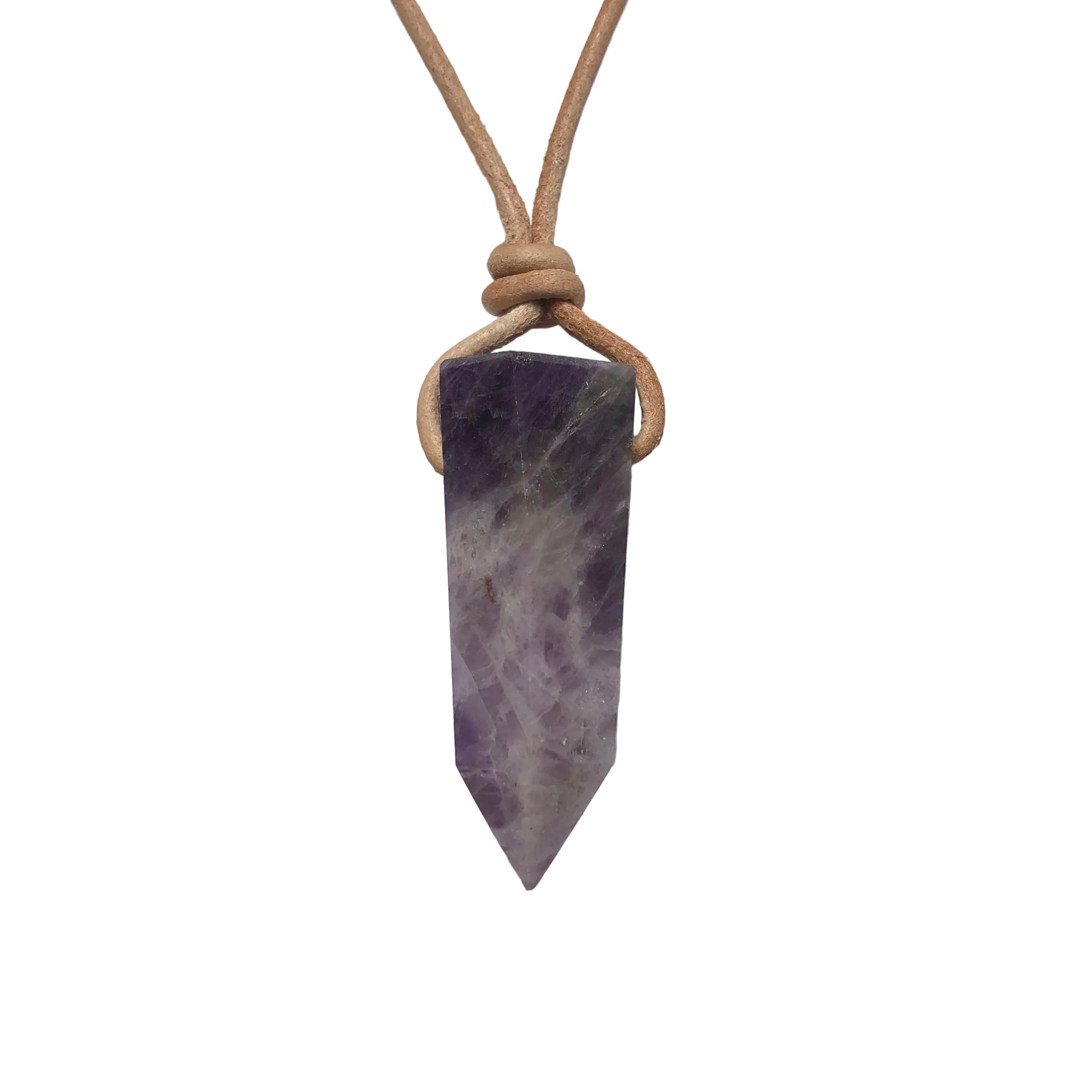 Amethyst Kristall Spitze Edelstein Kette mit Lederband