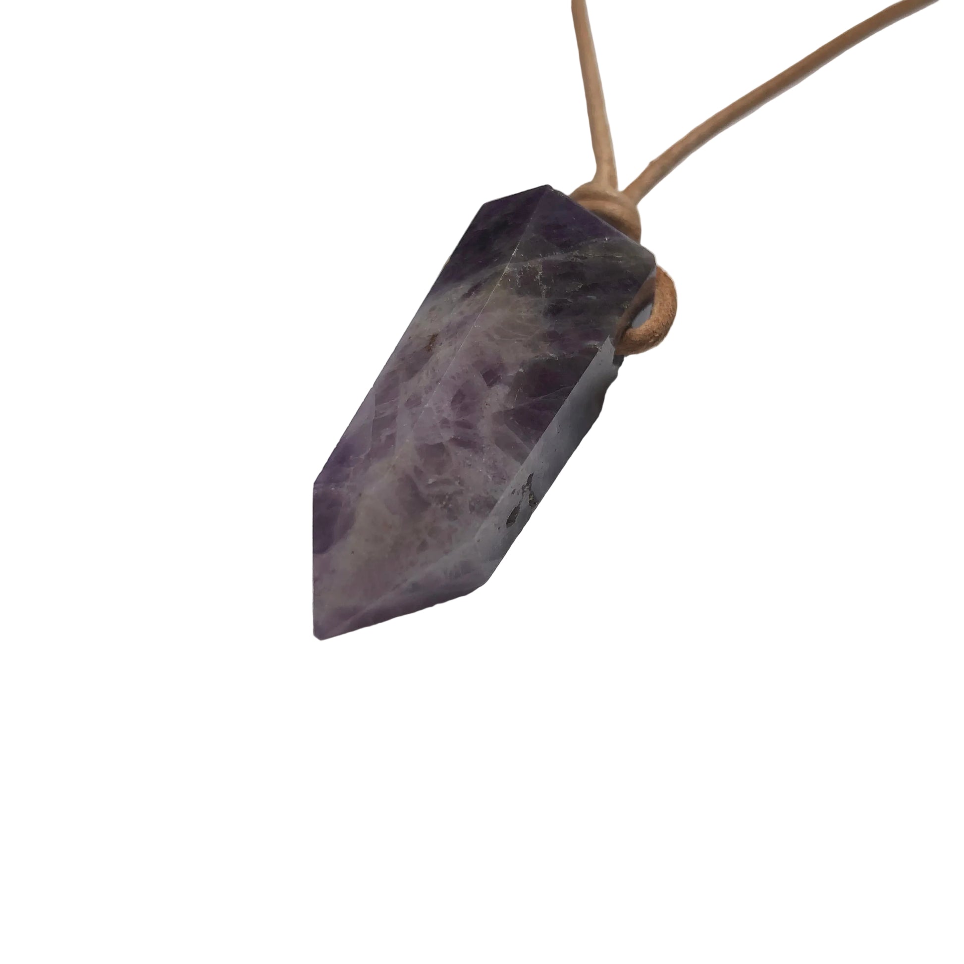 Amethyst Kristall Spitze Edelstein Kette mit Lederband
