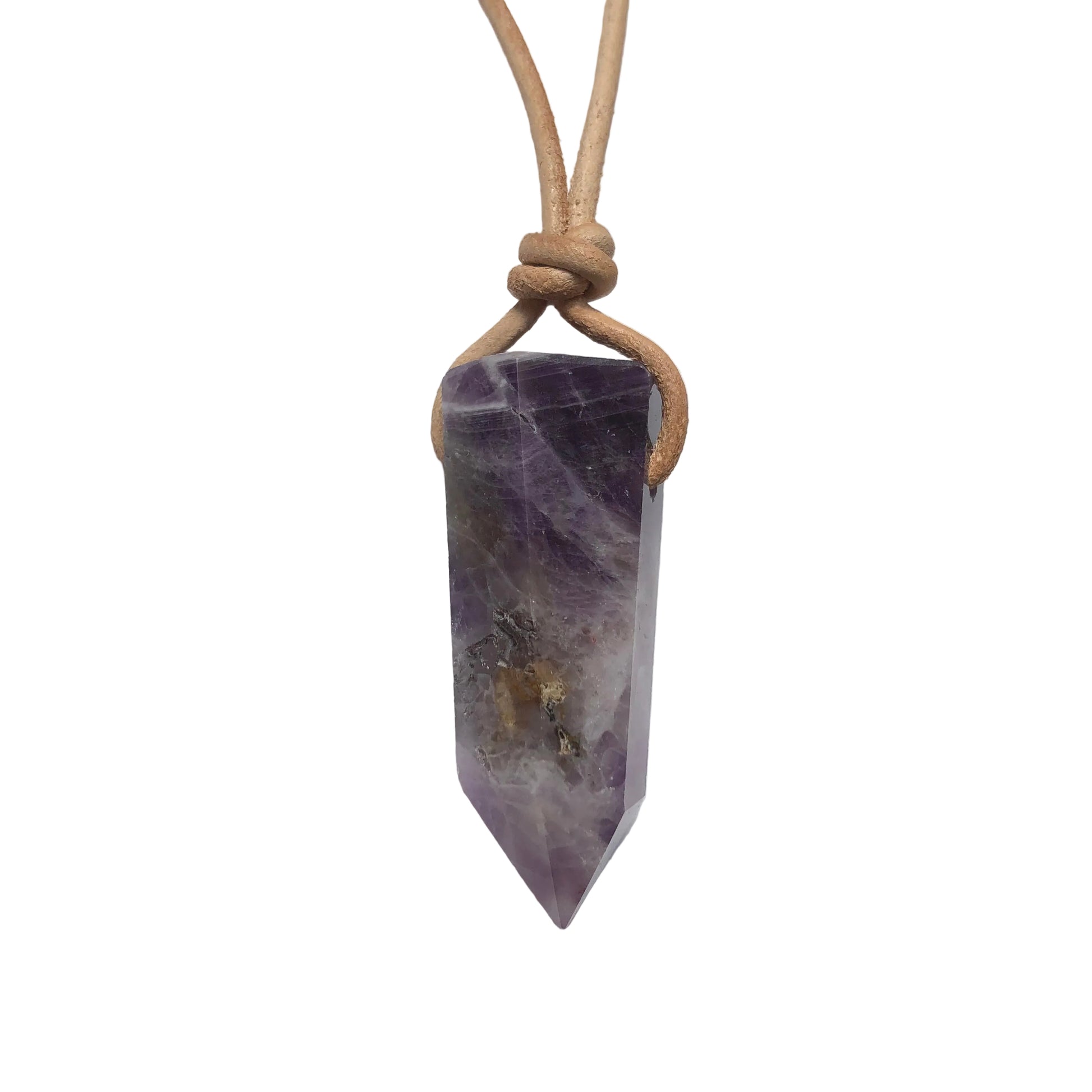 Amethyst Kristall Spitze Edelstein Kette mit Lederband