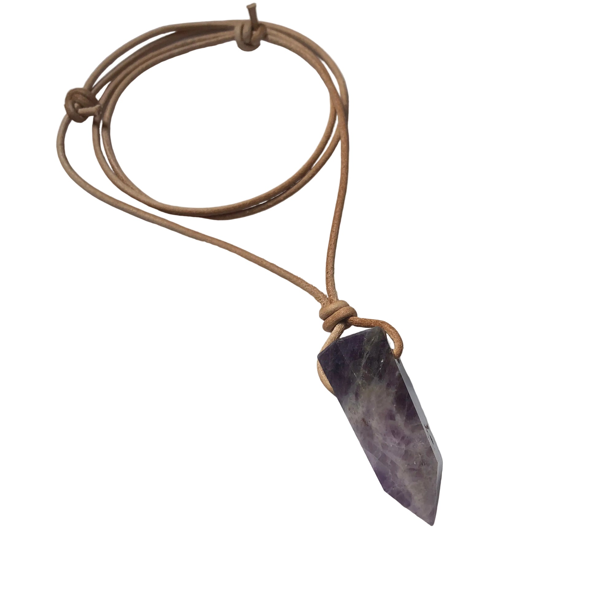 Amethyst Kristall Spitze Edelstein Kette mit Lederband