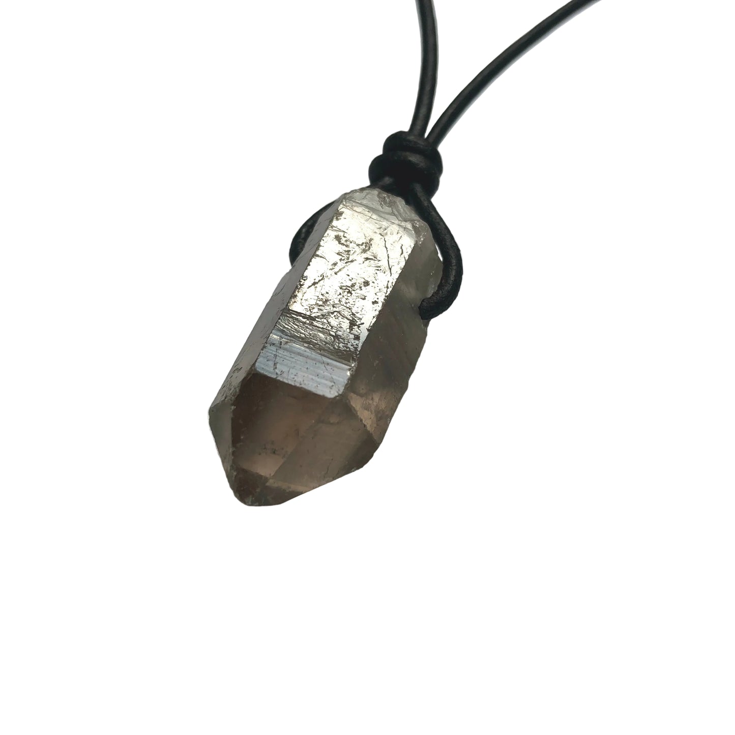 Rauchquarz Kristall Spitze Edelstein Kette mit Lederband