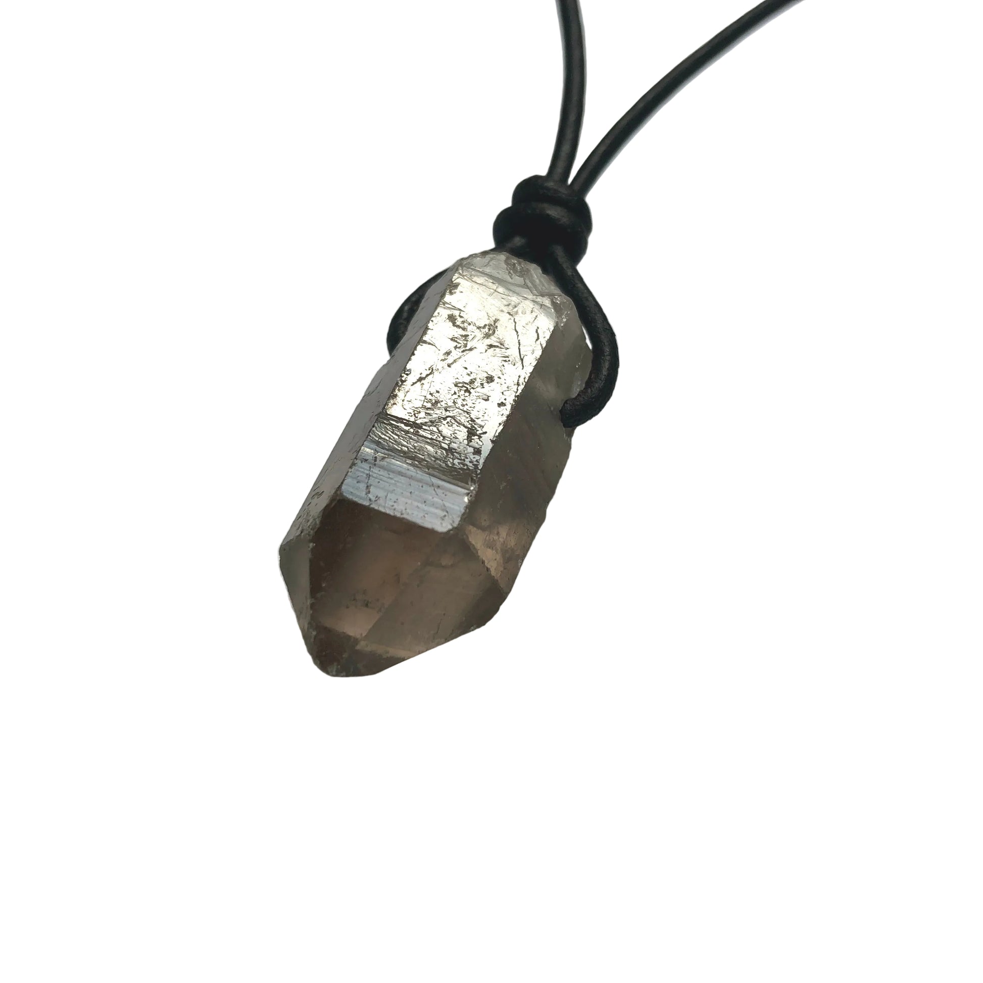 Rauchquarz Kristall Spitze Edelstein Kette mit Lederband