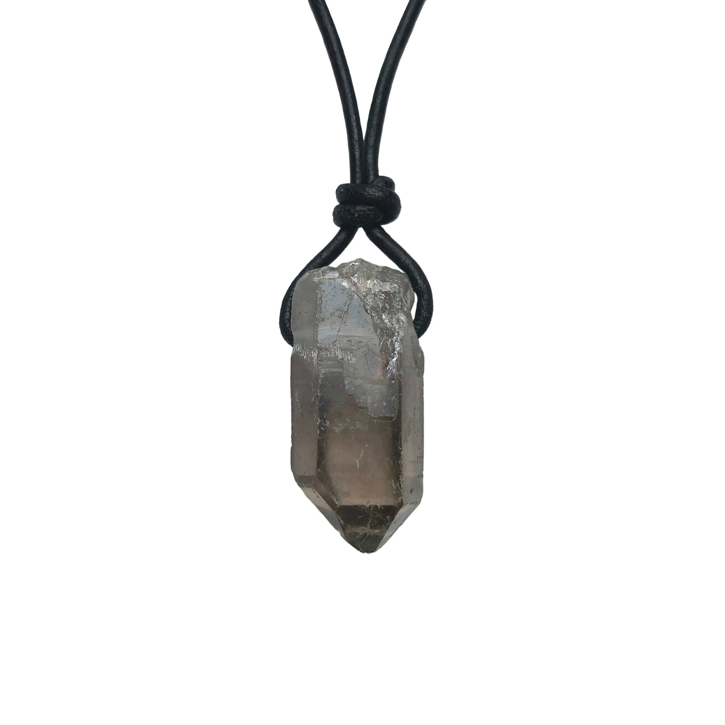 Rauchquarz Kristall Spitze Edelstein Kette mit Lederband