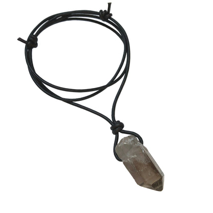 Rauchquarz Kristall Spitze Edelstein Kette mit Lederband
