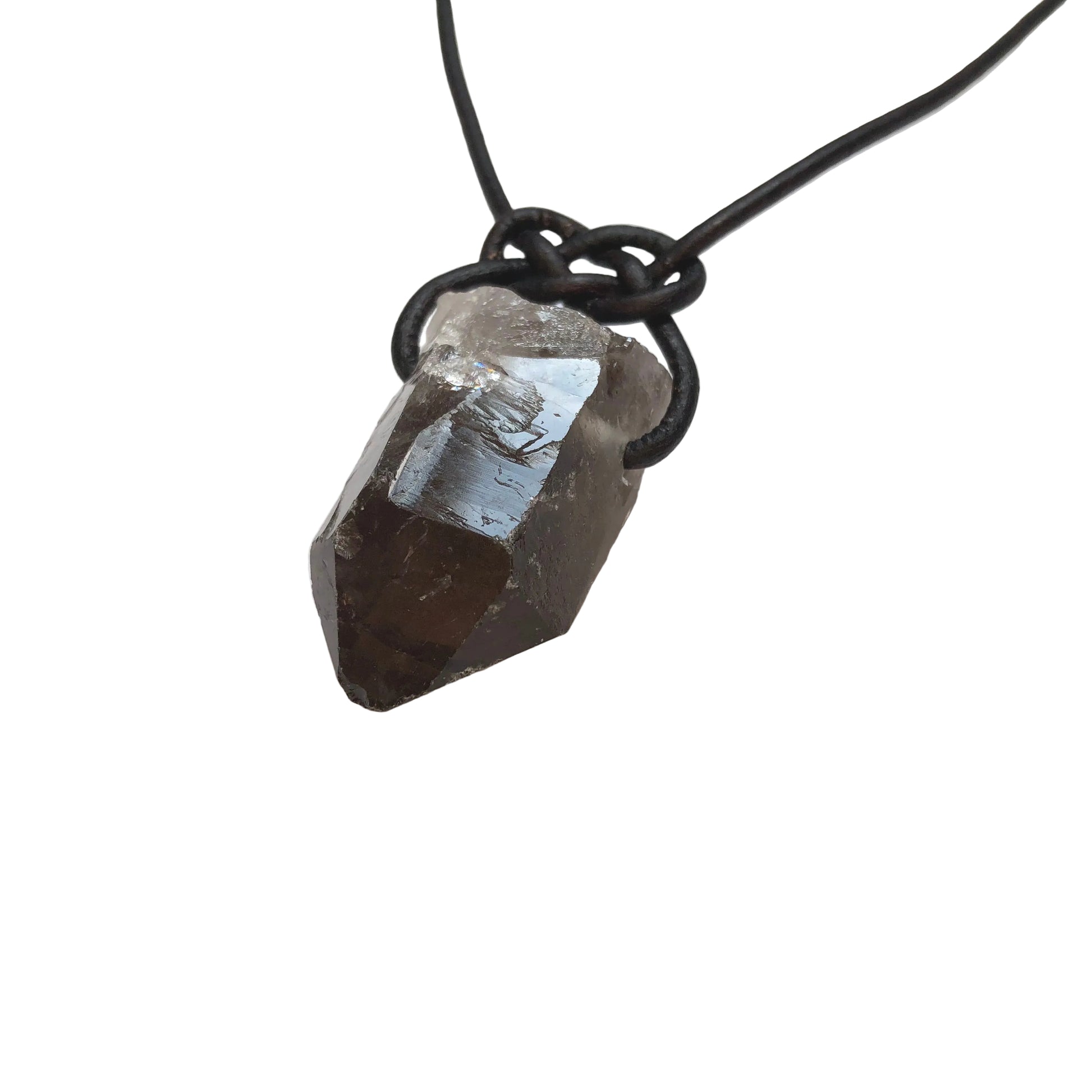 Rauchquarz Kristall Spitze Edelstein Kette mit Lederband