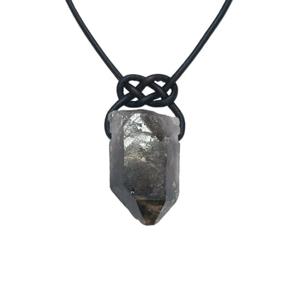 Rauchquarz Kristall Spitze Edelstein Kette mit Lederband
