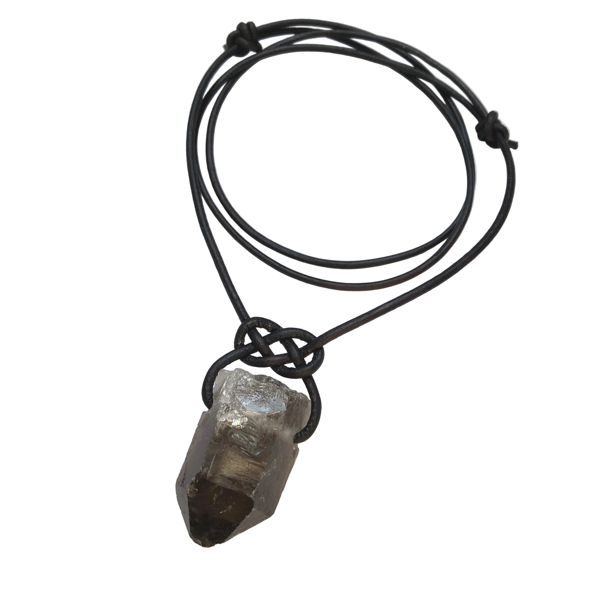 Rauchquarz Kristall Spitze Edelstein Kette mit Lederband
