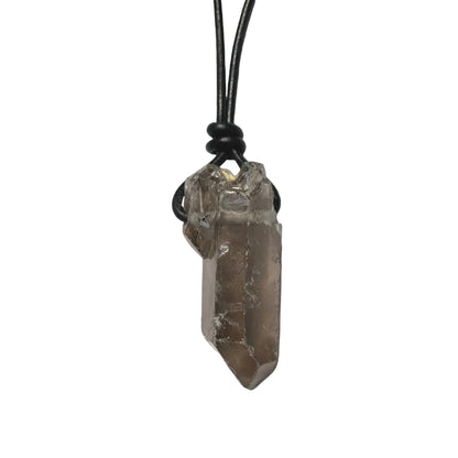 Rauchquarz Kristall Spitze Edelstein Kette mit Lederband