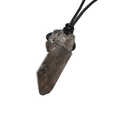 Rauchquarz Kristall Spitze Edelstein Kette mit Lederband