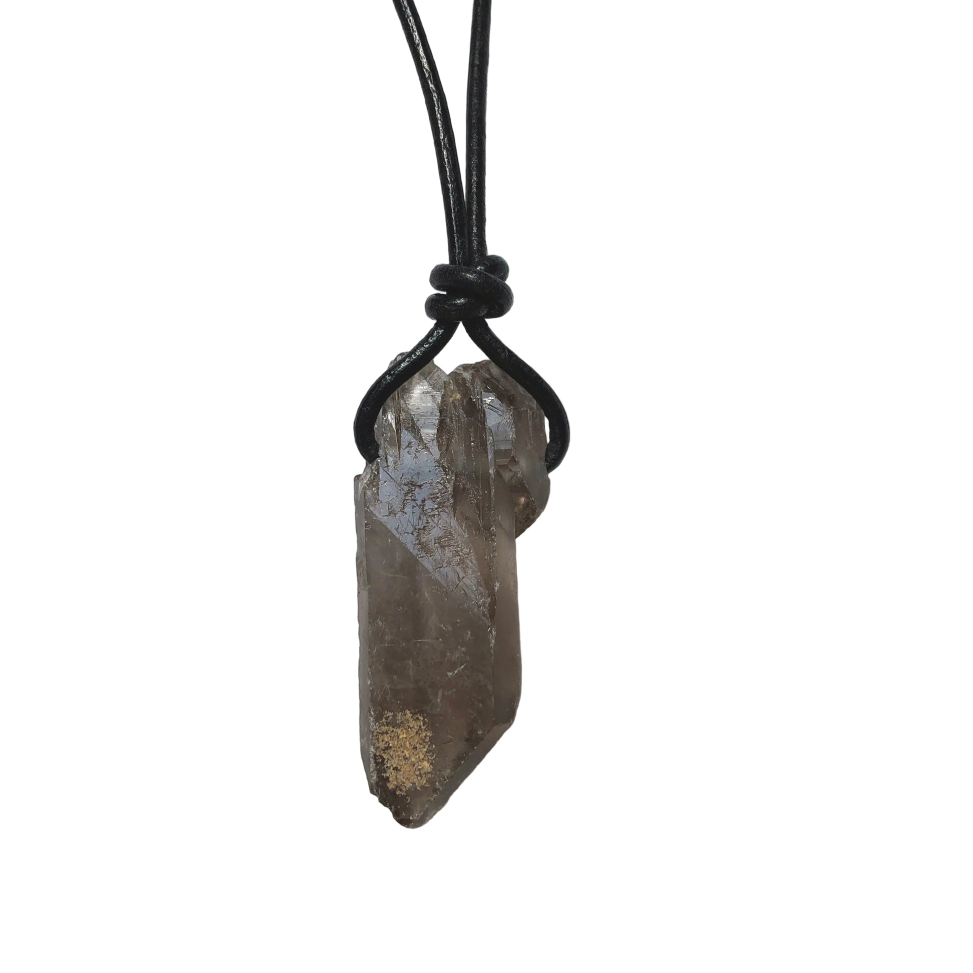Rauchquarz Kristall Spitze Edelstein Kette mit Lederband