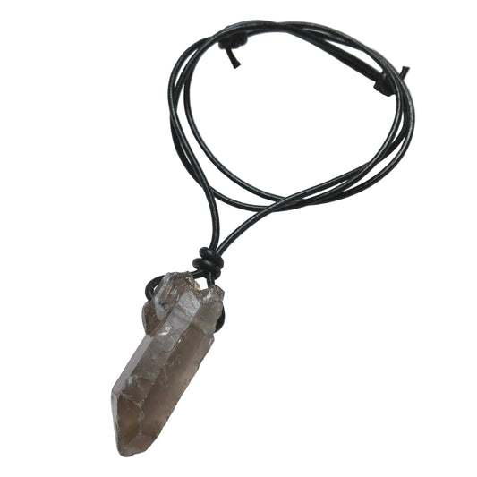 Rauchquarz Kristall Spitze Edelstein Kette mit Lederband