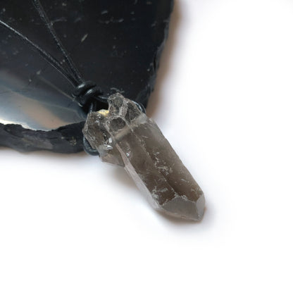 Rauchquarz Kristall Spitze Edelstein Kette mit Lederband