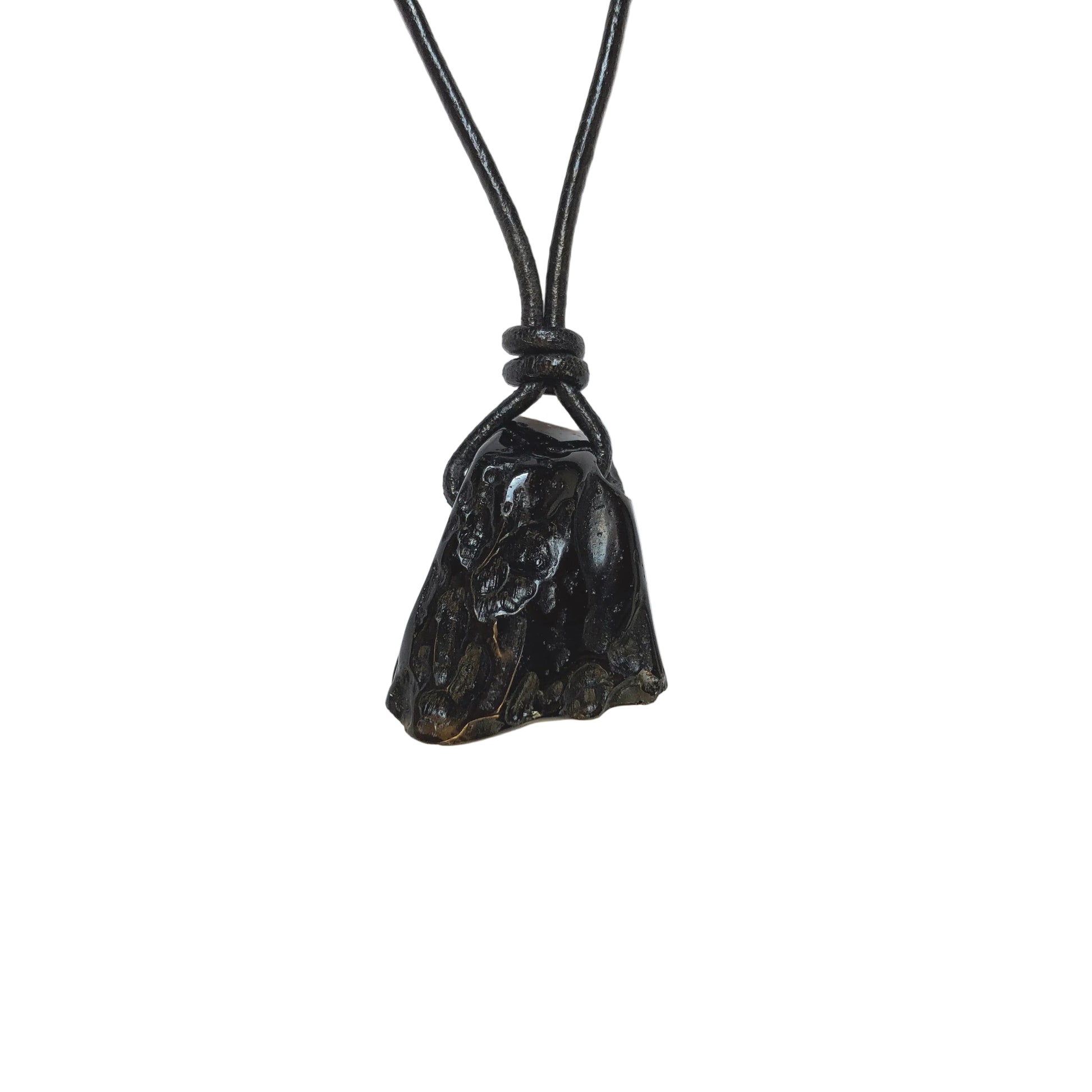 Tektit Edelstein Kette mit Lederband